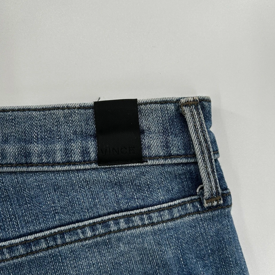 Pantalones Cortos de Jean VINCE Para Mujer Mason Calce Relajado Puño Enrollado Azul Talla 27 Foto 3 de 4