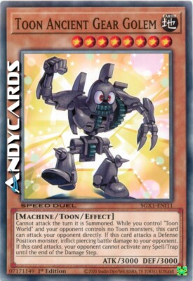 TOON ANTIQUE GEAR GOLEM (SPEED DUEL)   Common   SGX1 ENI11   1Ed   YUGIOH!