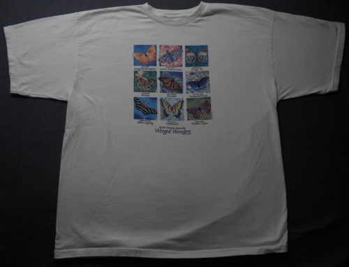 Vintage 1998 Winged Wonders North American Butterflies T Shirt 90s Nature L XL ?