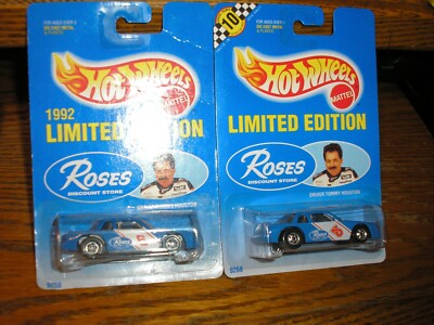 Hot Wheels Lot of 2 Different 1991 Tommy Houston Roses Discount Store Stock Cars
