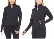 Danskin Contour Yoga Jacket Women's Full Zip Scuba Black Salt Athleisure Sz:L,XL