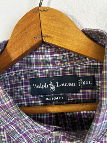 Polo Ralph Lauren Long Sleeve Purple Plaid Button Down Shirt Mens Custom Fit 2XL - Picture 2 of 6