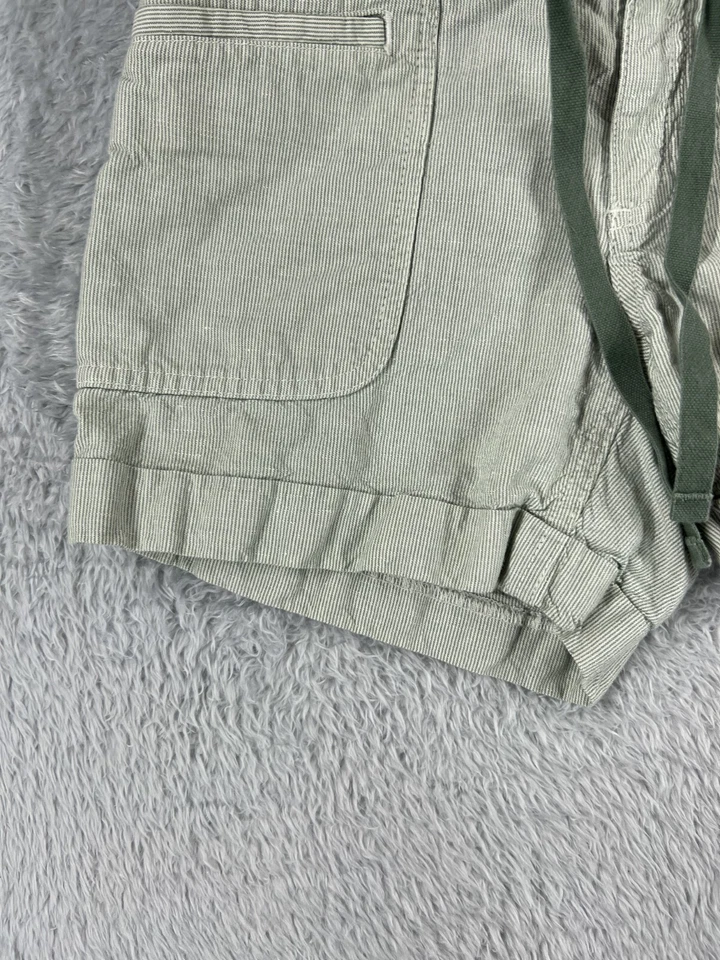 Женские шорты The North Face с 4 карманами в зеленую белую полоску из льняной хлопковой смеси 29x5 - Изображение 3 из 4