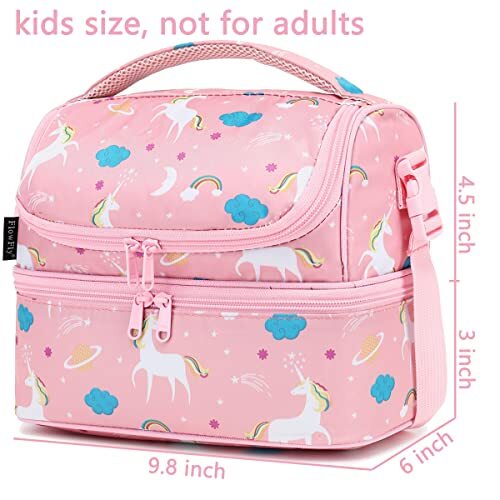 Kids Double Decker Cooler Insulated Lunch Bag Large Tote for Boys, Unicorn - Picture 3 of 6