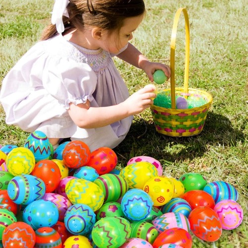 72 PCS 3.15" Plastic Easter Eggs Bulk Empty Easter Eggs printed plastic Fillable - Picture 7 of 7