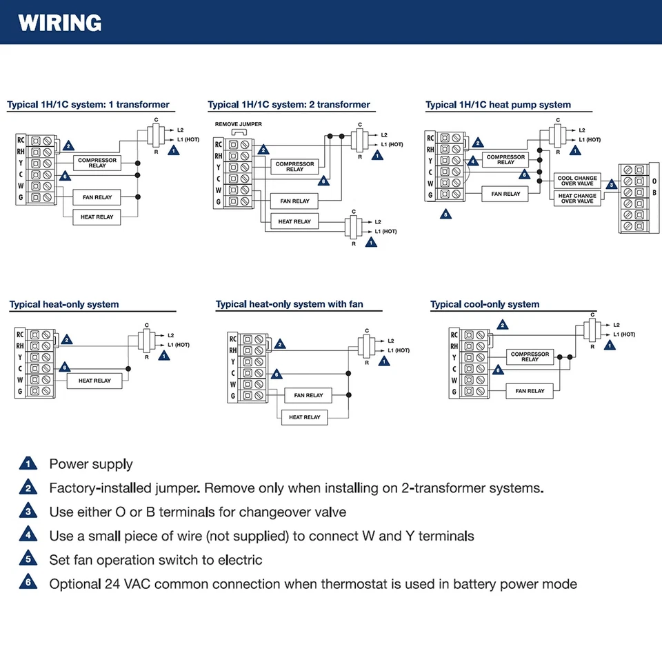 ELECTECK Non-Programmable Digital Thermostat for Home, up to 1 Heat/1 Cool with - Изображение 3 из 4