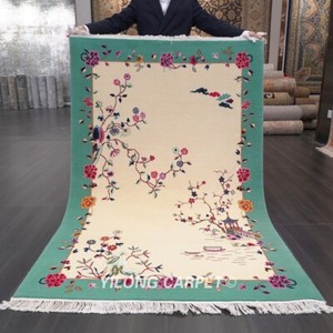 Yilong Carpet 5x8ft Silk Persian Carpet Handmade Floral Oriental Area Rug Pad for Home Office Ivory&Red Yilong Carpet 5x8ft Silk Persian Carpet Handmade Floral Oriental Area Rug Pad for Home Office Ivory&Red