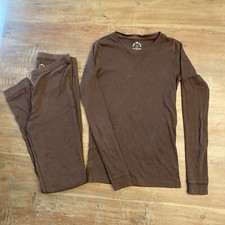 PRIMARY KIDS BROWN LONG JOHNS 2 PC PAJAMAS SET UNISEX 12 GUC