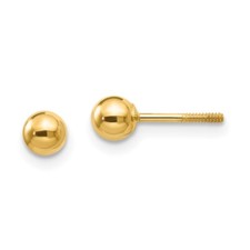 14k Yellow Gold Polished 4mm Ball Screwback Stud Earrings 0.26gm L-4mm