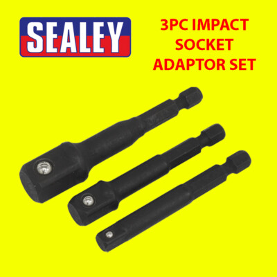 Sealey AK5521 1/4'' 3/8'' 1/2'' Drive Power Tool Impact Socket Adaptor Step Drill