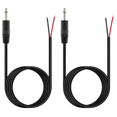 2-Pack 3.5mm To Speaker Wire Adapters - Mono Male Plug To Bare Wire Pigtail Connectors For Audio Repair