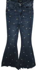 JUDY BLUE SUPER FLARE STAR MEDIUM WASH DENIM JEANS WOMENS SIZE 7