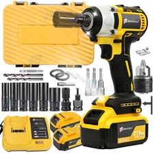 Cordless Impact Wrench 1/2" 800Nm High Torque Brushless Drill W/ Li-ion Battery