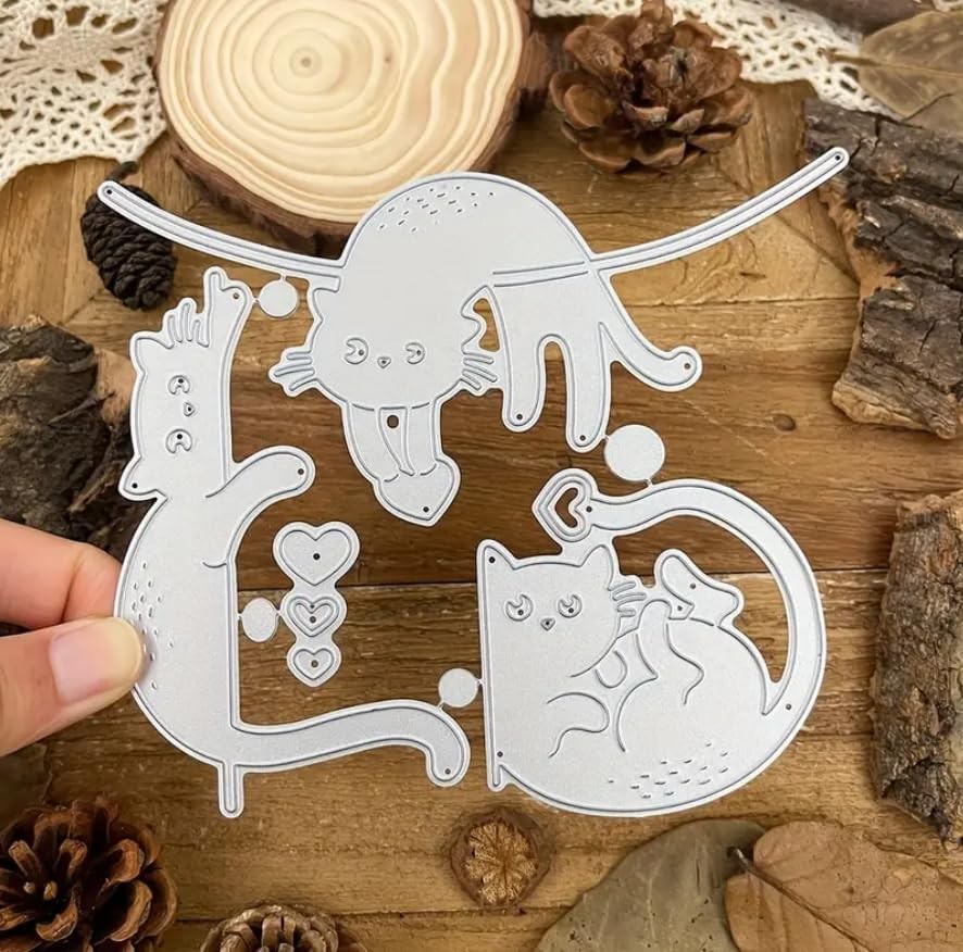 3Pcs/Set Cats Metal Die Cuts, Lovely Lying Cutting Dies Cut... 