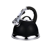 VOCHE® 3.5L METALLIC BLACK STAINLESS STEEL WHISTLING KETTLE GAS & ELECTRIC HOBS