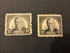 US #623, #697,  mint hinged, Very Fine, no thins