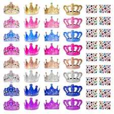 50 Pcs Foam Crowns Colorful Kids Princess Tiaras Crowns Bulk with 2 Styles DI...
