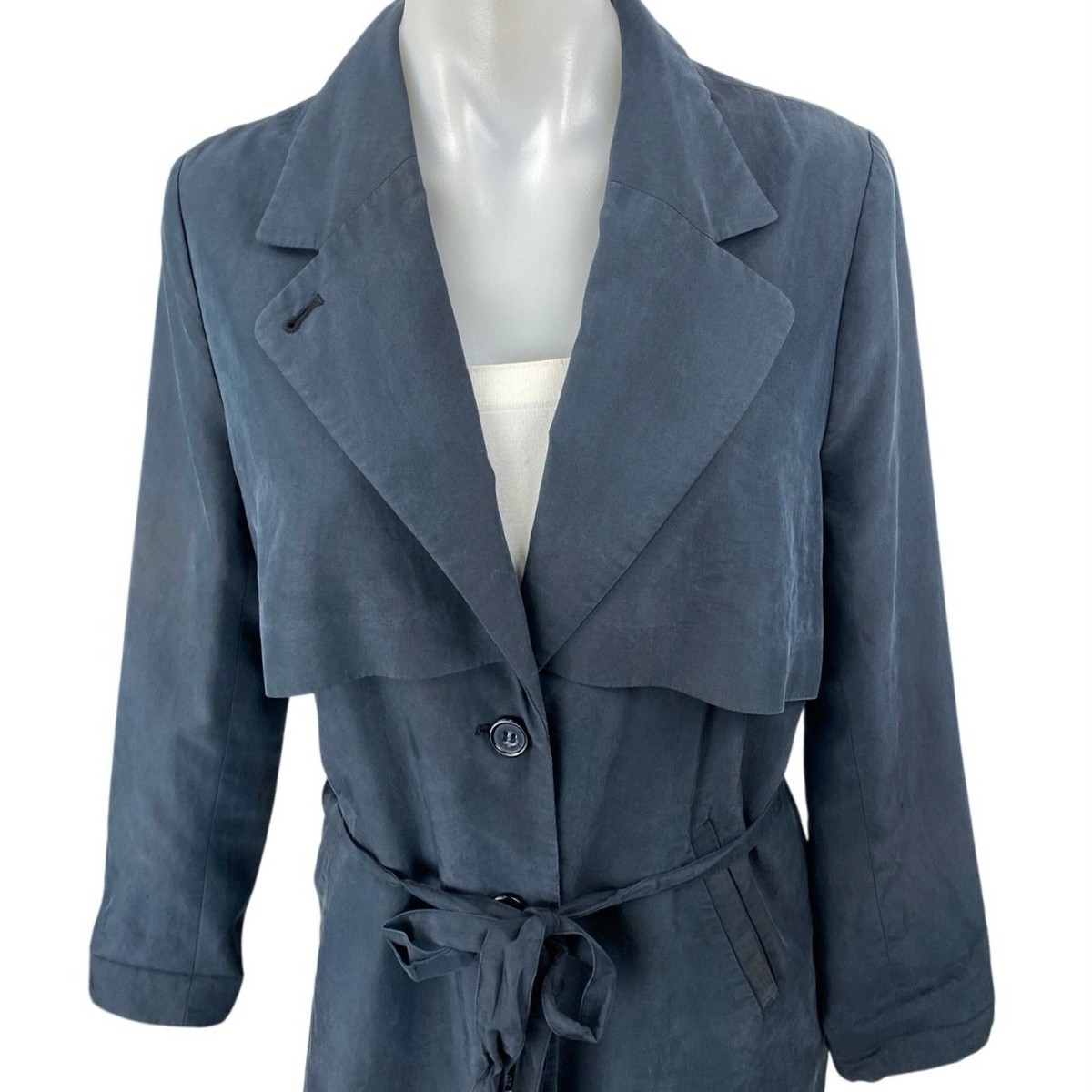 Pea Coat Monki Blue Coat Nevenka Mid Long Pea Coat For Men Single Breasted With Detachable  Scarf-Navy Blue Size M BIG W