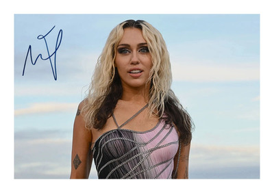 Miley Cyrus signed Autogramm A4 Foto Druck Musik