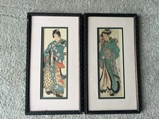 Vintage Japanese Ukiyo-e Style Art Woodblock Print Geisha & Shunga Erotic Genre