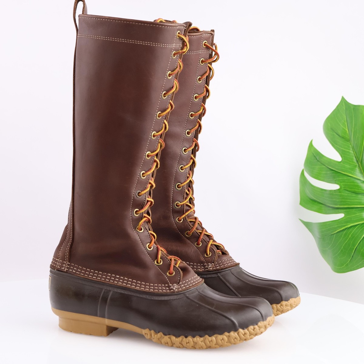L.L. Bean Rubber Boots Duckie Rubber Leather 9 Men\'s Maine Ankle Lace-Up Rain Boots LL Bean - Vintage Maine USA Waterproof main image 3