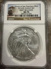 2014 (S) STRUCK AT SAN FRANCISCO AMERICAN SILVER EAGLE NGC MS70