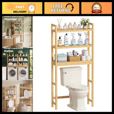 Bamboo Over-The-Toilet Storage Shelf, 3-Tier Freestanding Organizer Rack, Space