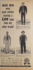 1951 Print Ad Lee Riders Blue Jeans, Denim Overalls, Matched Shirts  Pants