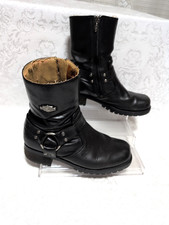 Harley Davidson Women's Black Leather Motorcycle Harness Zip Boots Size 6.5