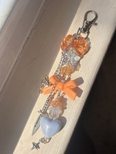 Women s Beaded Chain Handbag Charm Keychain Detachable Lobster, Bow Star