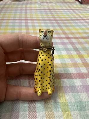 PV Limoges Peint Main Trinket Box Cheetah