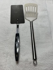 Stainless Steel Flat Spatula Made In USA And One Unbranded Slotted Spatula