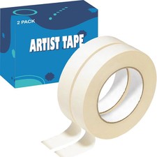White Artist Tape, Low Tack, Masking Tape for Watercolor, 1 Inch, 360FT, 2 Pack