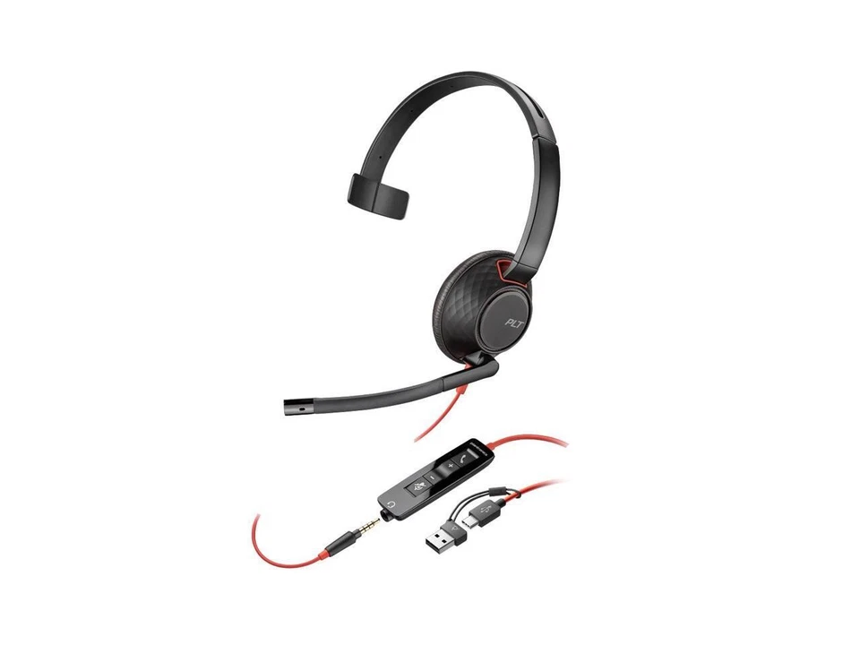 Poly Blackwire 5210 Monaural USB-C Headset + 3.5mm Plug + USB-C/A Adapter - - Image 4 of 4