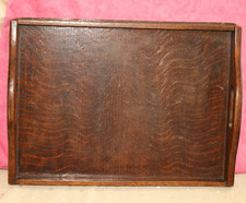 VINTAGE WOODEN TRAY, BUTLERS, HANDLES, HANDMADE, DARKER OAK WOOD