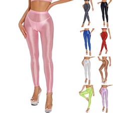 Leggings elastici lucidi in raso materiale lucido per donna perfetti per lo yoga