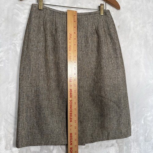 Kasper 6 Tan Brown Skirt Suit Tweed Career Cocktail Excellent - Picture 10 of 16