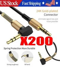 3.5mm Male to Male AUX Cable LOT L-Shaped Right Angle Car Audio Headphone Jack