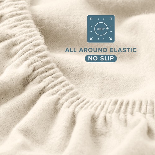 Bare Home Extra Soft Double Brushed 100% Flannel Cotton Fitted Sheet - Picture 44 of 56