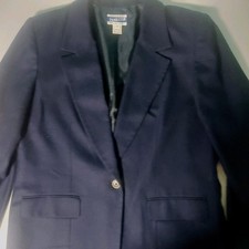VTG Pendleton 100 Virgin Wool USA Navy Blue Blazer Jacket Sz L 12 One Button