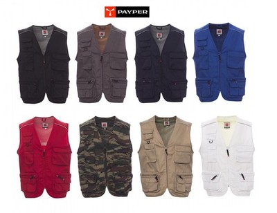 PAYPER Herren Sommergilet Multitasche 9 Taschen Baumwolle Jagd Jägerjacke