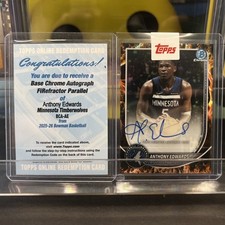 Marketplace image: Topps 2025-26 Bowman Chrome Anthony Edwards Auto Superfractor /3 BCA-AE Redeemed
