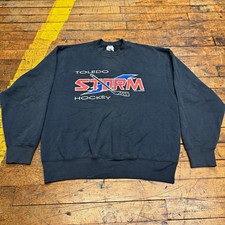 Vintage Toledo Storm Hockey Crewneck men’s large made in USA navy blue 90s