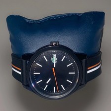 Lacoste Men's Analog Wristwatch Black Dial Silicone Strap Black White Orange