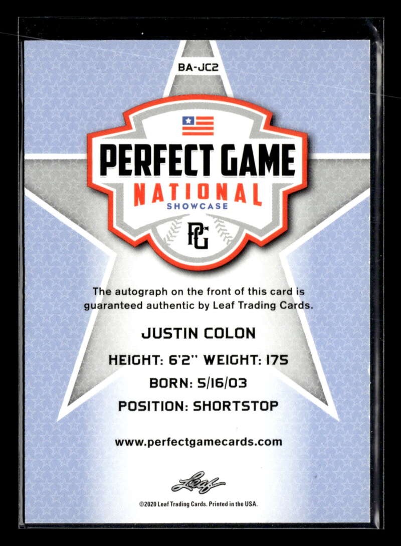 2018 Elite Extra Edition Justin Colon USA 15U Silver Autograph Auto 1/1 U2992 view 2