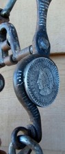Antique Silver Coin Ring Horse Bit Old Iron Silver Inlay Stripes