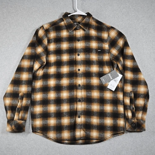 Hurley Flannel Shirt NEW Portland Heavyweight Soft  button down Brown $85 NWT Sm - product listing photo
