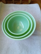 3 Vintage Oven Fire King Jadite Green Mixing Bowls 7
