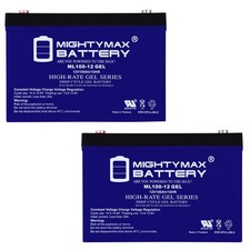 Mighty Max 12V 100AH GEL, INT Terminal, Rechargeable SLA AGM Battery - Pack of 2
