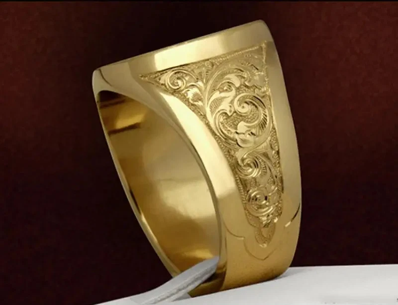 Мужское кольцо Trends 2025 Crown Royal со щитом льва покрытие желтым золотом 14 карат серебро - Изображение 2 из 4